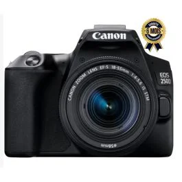 Appareil Photo Canon Eos 250D + Objectif Efs 18-55mm - Reflex Numérique 24.1 MP - Ecran tactile orientable 3" - Viseur optique - Vidéo Ultra HD - Wi-Fi - Bt - 6 Mois