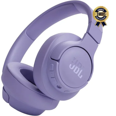 Casque sans fil - JBL Tune 720BT - Écouteurs supra-auriculaires sans fil - Son de basses pures - Bluetooth 5.3 - Batterie 76 heures - Appels mains libres - Connexion multipoint - Câble audio pliable et détachable - Garantie 6 Mois