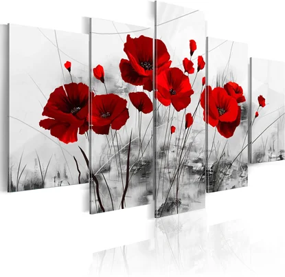 Tableaux Decoration Murale Photo Image Artistique Photographie Graphique Fleurs -100x50 cm -5 Pieces