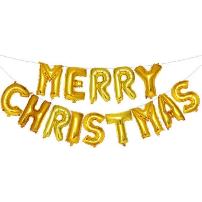 Ballon gonflable - joyeux noël - réutilisable - or