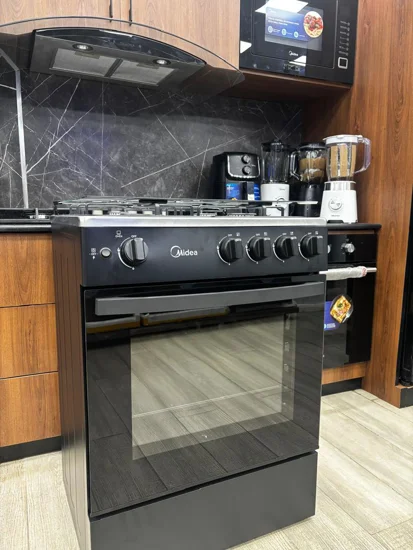 CUISINIERE A GAZ MIDEA MD-608 NOIR - 4 FEUX - FOUR INTEGRE - GARANTIE 6 MOIS