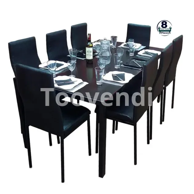 Salle à Manger - Contemporaine 08 Places - 8BBB - Verre/Métal - Noir