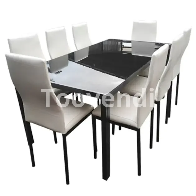 Salle à manger contemporaine - 08 places - 8WWB - Verre/ Métal - Blanc