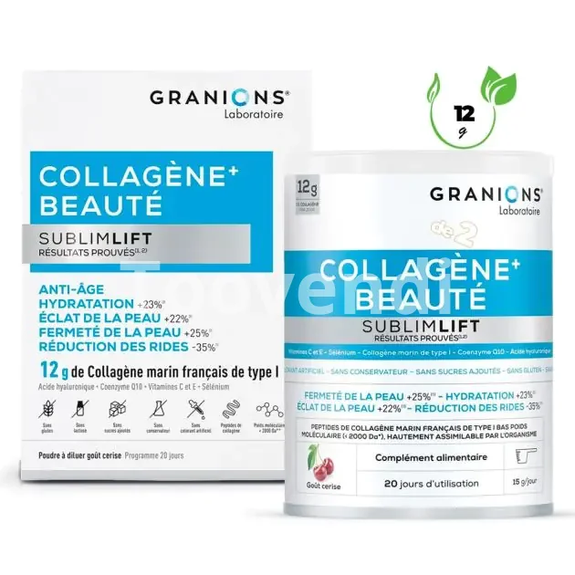 Collagène Marin Beauté Sublimlift - GRANIONS - Acide Hyaluronique + Coenzyme Q10 - En poudre - 300 mg