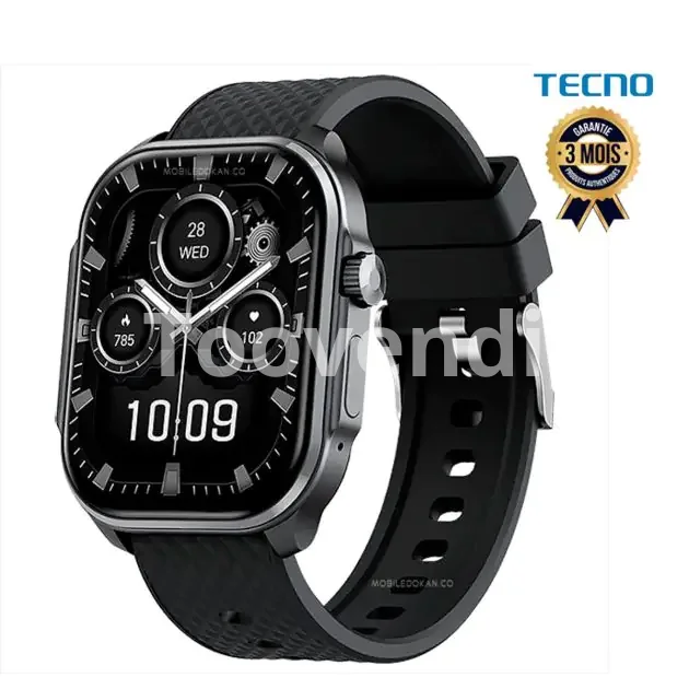 Montre connectée - Tecno Watch 3 Active - Écran 2.02" - Appels Bluetooth - Étanchéité IP68 - Suivi de la fréquence cardiaque, de l'oxygène dans le sang - + de 100 modes Sports - Autonomie jusqu'à 12 jours - Noir/ Argent/ Beige - Garantie 3 mois