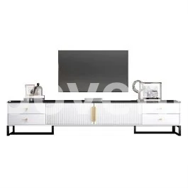 Meuble TV – Guadalupe Gutierrez – 160 cm – Blanc – Style nordique – 2 portes – 2 tiroirs – Compartiment haut-parleur – MDF