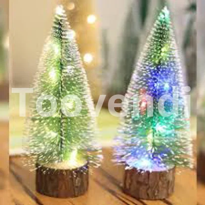 Sapin de Noel Artificiel, Mini Arbre de NoëL Sisal Arbres avec Socle en Bois, pour Decoration Interieur Maison, Noel Decoration, Village de Noel