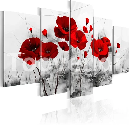 Tableaux Decoration Murale Photo Image Artistique Photographie Graphique Fleurs -100x50 cm -5 Pieces