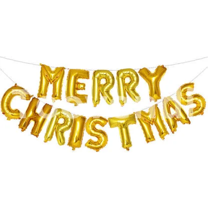 Ballon gonflable - joyeux noël - réutilisable - or