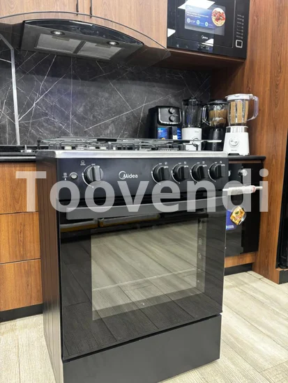 CUISINIERE A GAZ MIDEA MD-608 NOIR - 4 FEUX - FOUR INTEGRE - GARANTIE 6 MOIS